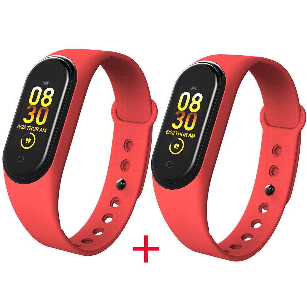 M4 smart band 4 fitness armbånd sport smart ur puls blodtryk armbånd smartwatch til xiaomi som mi band 4: 2 stk rød