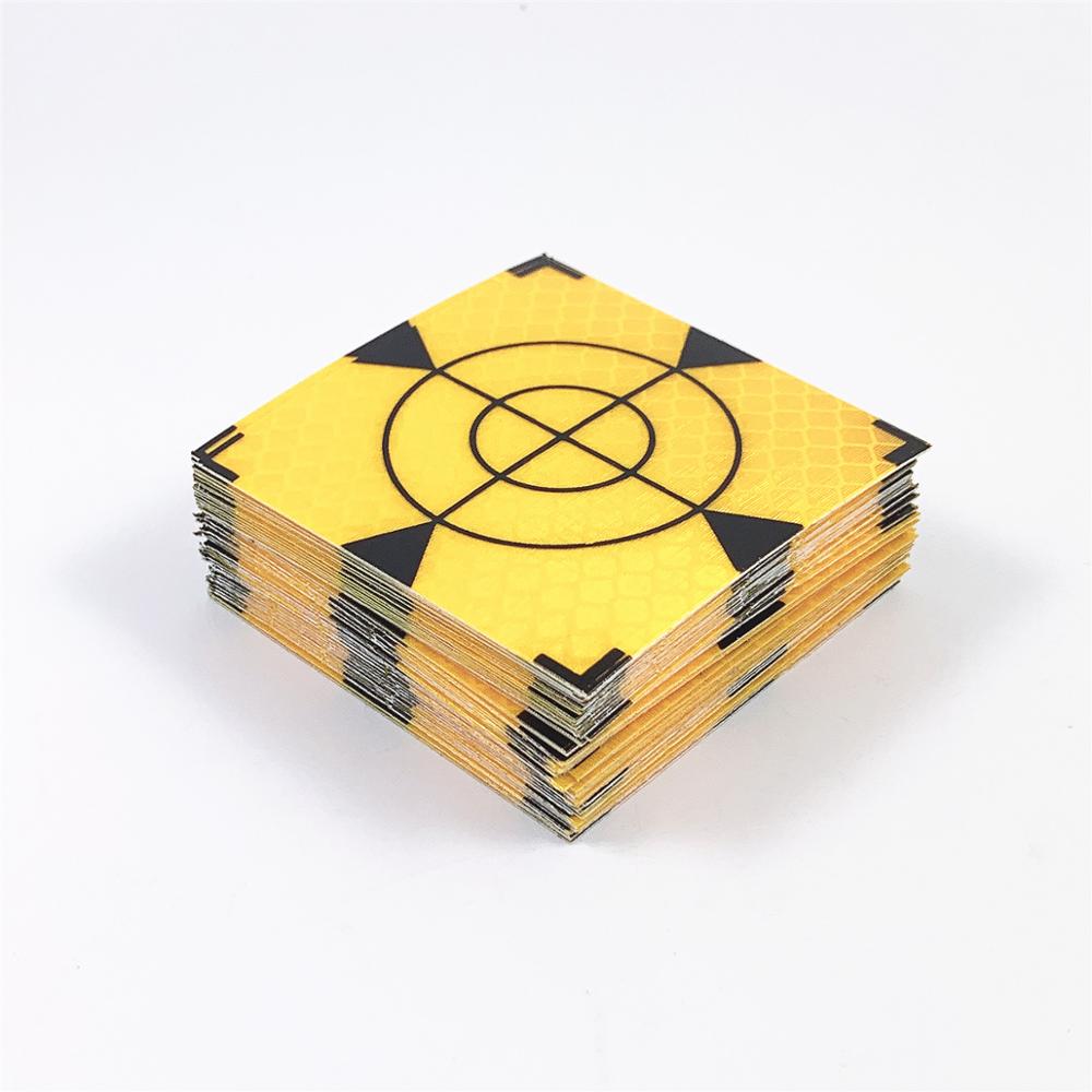 100 Pcs 60X60 Mm Reflector Vel Voor Total Station Landmeetkundige Geel + Driehoek Reflecterende Sticker Maat 20X20 30X30 40X40 50X50 Mm