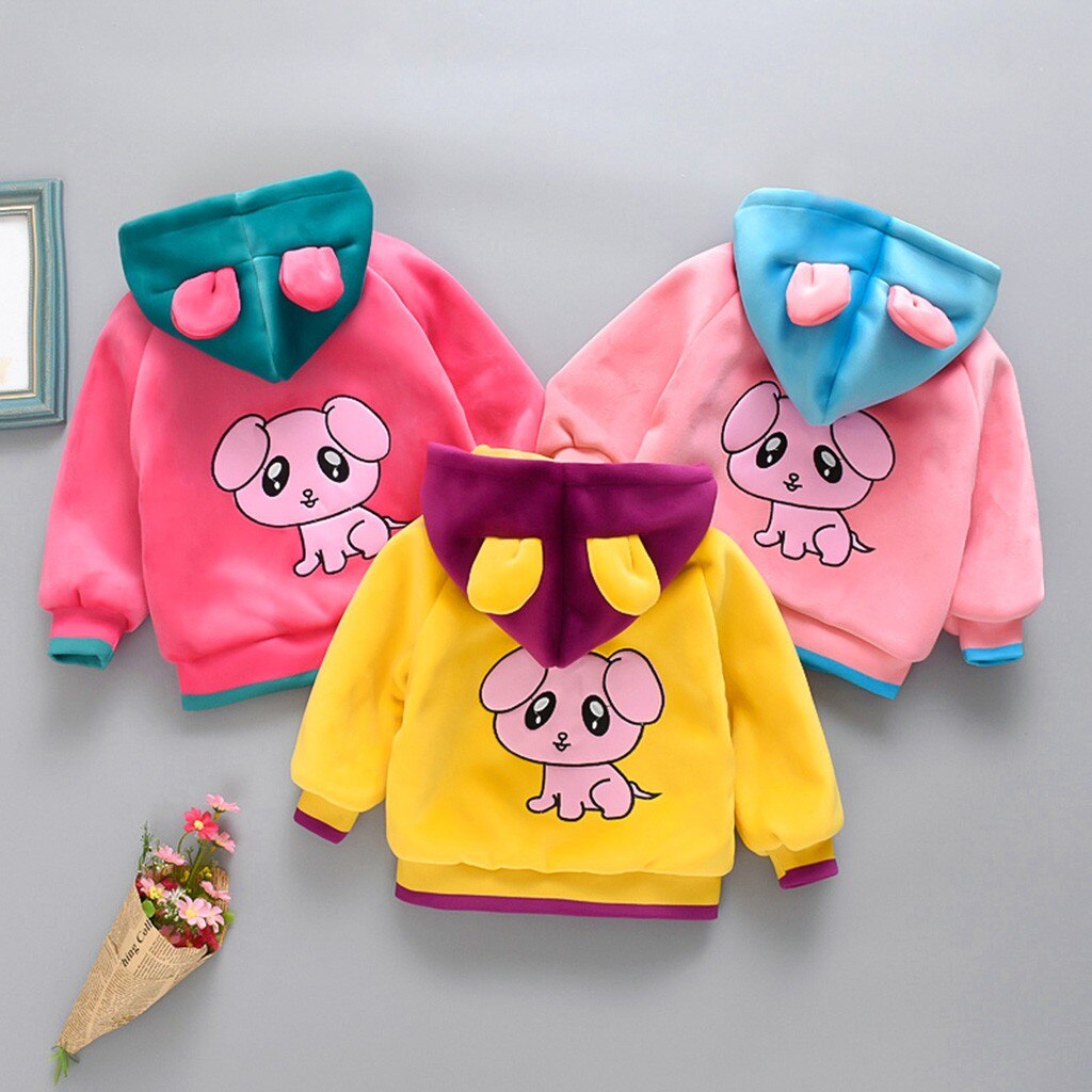 Manteaux chauds à capuche pour enfants, animaux de dessin animé, automne et hiver, pour filles et garçons