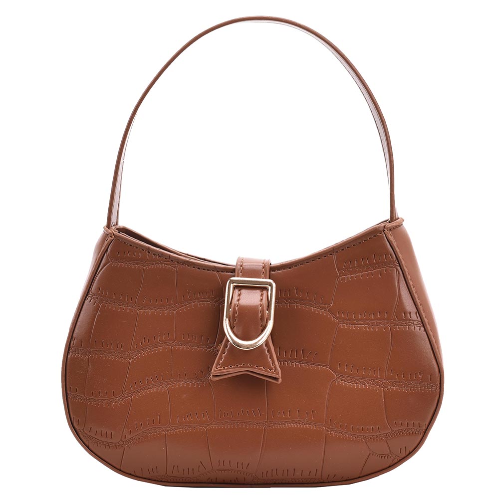 Retro Vrouwelijke Schoudertas Steen Patroon Crossbody Tas Voor Vrouwen Hoge Textuur Pu Leer Eenvoudige Veelzijdige Dame Tas kleine: brown