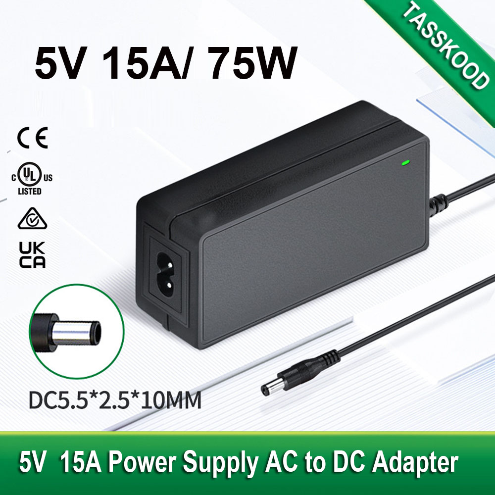 5V Power Supply 5 Volt 15A 75W Adapter 100V~240V AC to DC Converter 5 Vdc 15 Amp Power Transformer for LED Pixel Strip Light
