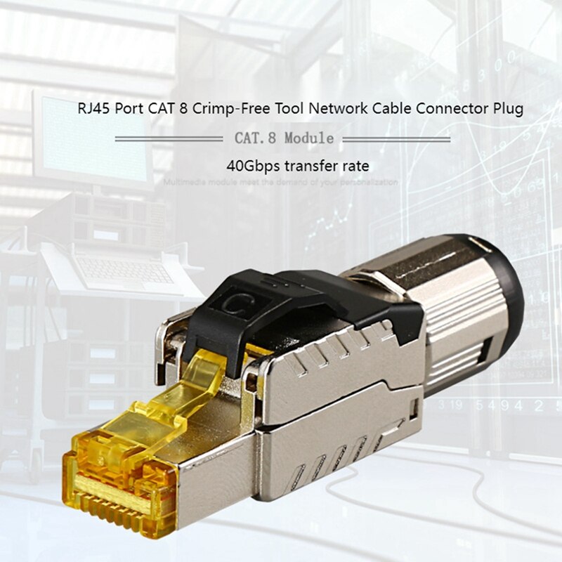 Katze8 RJ45 Stecker Stecker Ohne Crimpen Werkzeug Katze8 40Gbps Zink-legierung Geschirmt Netzwerk Kabel Stecker RJ45 Schnittstelle