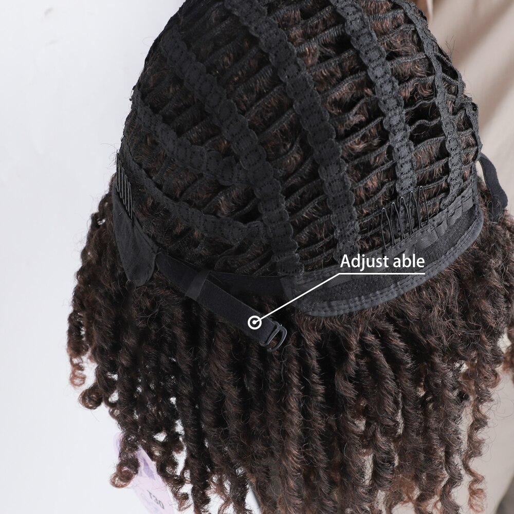 Moderne Koningin 14 ''Korte Synthetische Dreadlocks Pruiken Voor Zwarte Vrouwen Korte Zachte Pruik Zwart Bruin Gehaakte Vlechten Pruiken Warmte slip