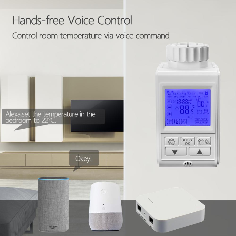 Termostato termostático inteligente para el hogar controlador de temperatura termostático para radiador, compatible con Alexa y Google Home, Tuya, Zigbee