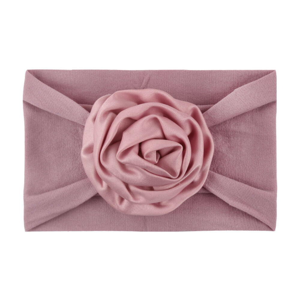 Baby Turban Hoofdband - Grote Bloem Strik - Bloemendessin - Katoen - Peuter Meisjes Accessoires: Taro paars