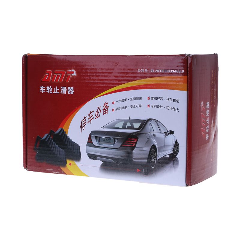 2 Pcs Antislip Vehicle Car Wheel Tire Chock Stop Block Black