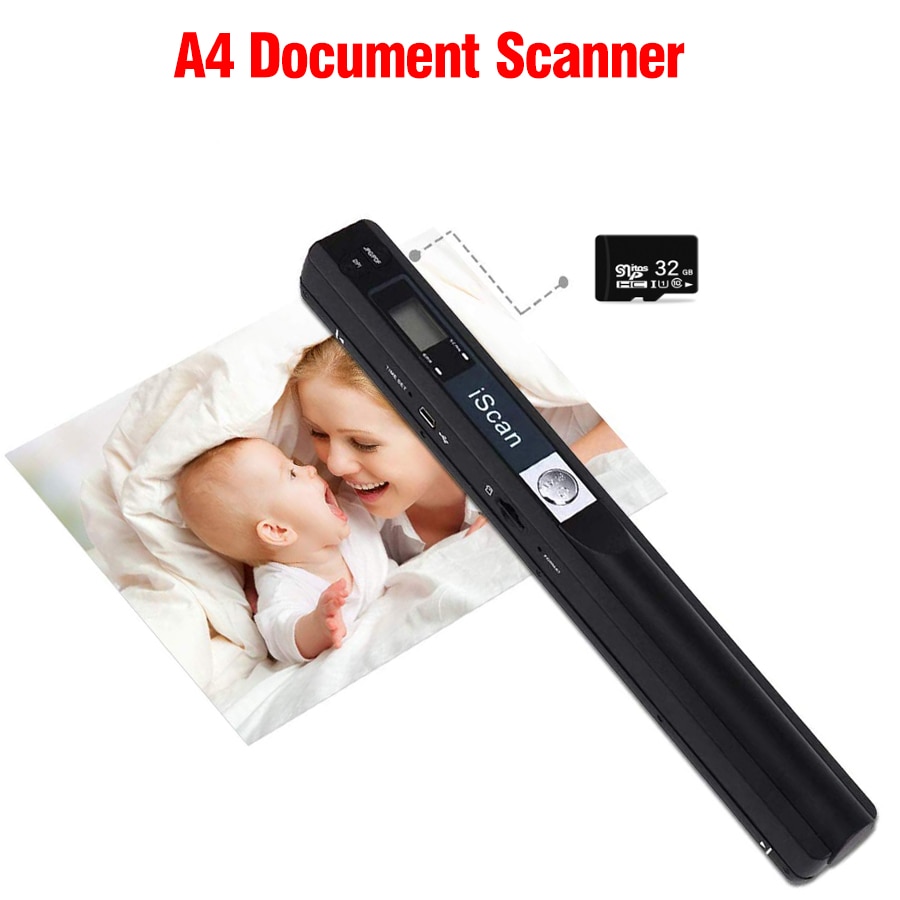 Mini Scanner de documents A4 Iscan01 portable portable 900DPI sans fil écran LCD stylo Scanner Format JPG/PDF lecteur gratuit