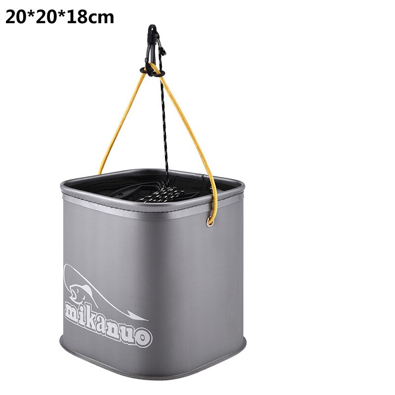 EVA Collapsible Fishing Bait Bucket Portable Multi-Functional Fish Live Lures Bucket zipper fish bucket outdoor folding box /bag: 18CM grey