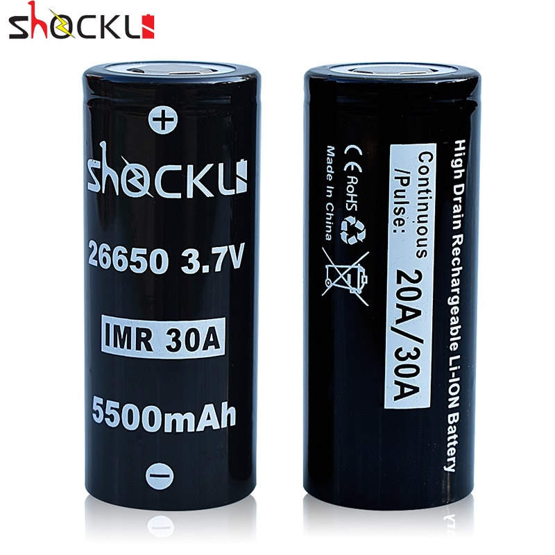 Shockli 26650 5500mAh lithium battery 3.7V 5500mAh 26650 li-ion rechargeable batterie 30A for high power flashlights Emisar D4s