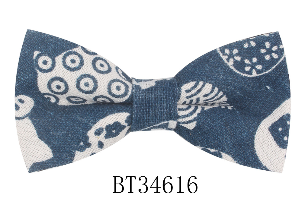 Pajarita Casual de lino y algodón para hombres y mujeres, pajarita con estampado de dibujos animados para adultos, pajaritas, pajaritas para boda: BT34616