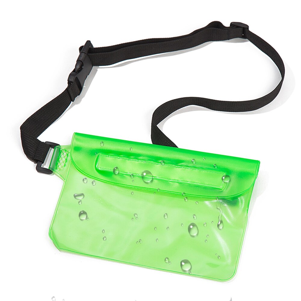 Vandtæt posetaske dykkerposer med justerbar taljerem vandtæt undervands talje til strandbådsfiskeri svømning: Grøn