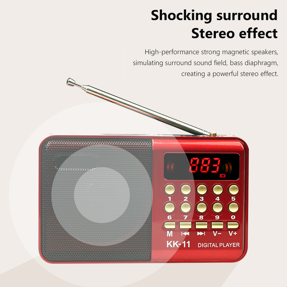 Portable Radio Pocket Size USB Powered Mini Multifunctionl FM Radio for Elder Digital FM MP3 Player Speaker