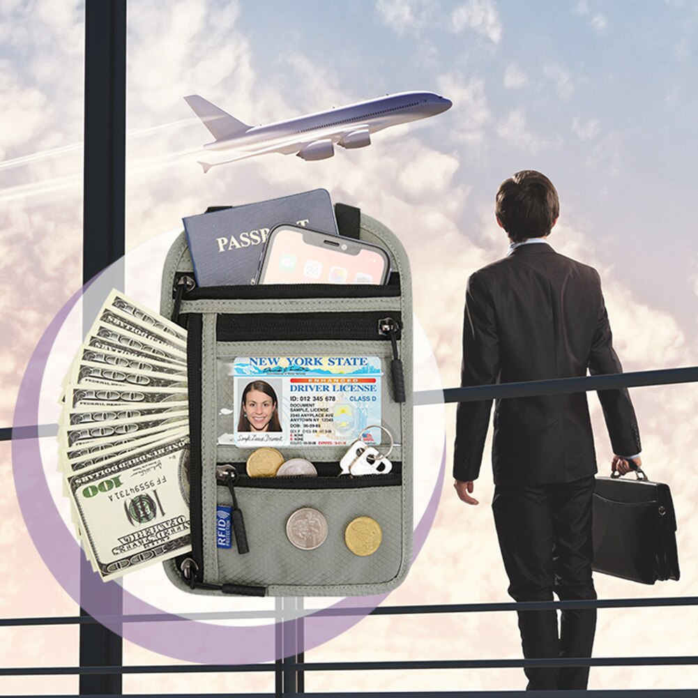 Uchwyt na paszport podróże Rfid ID Organizer robić kart kredytowych saszetka na szyję na ramię anty-kradzież wodoodporna tkanina regulowany pasek na ramię