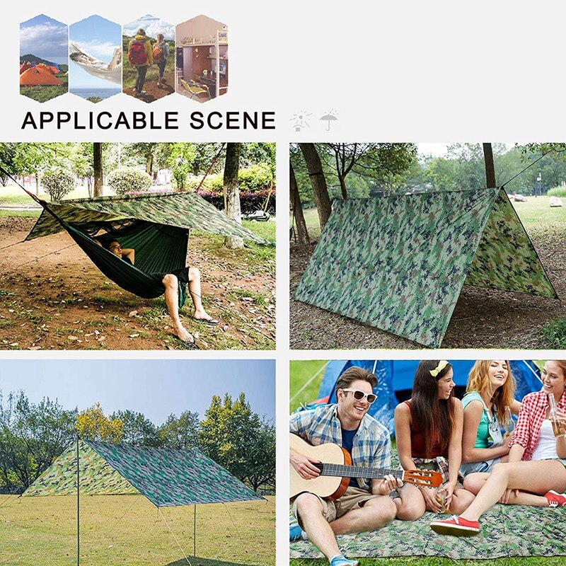 TopCamping Tarp Waterproof,Hammock Rain Fly,Outdoor Moistureproof Picnic Mat,Multifunction Tent,91 x 83 Inch