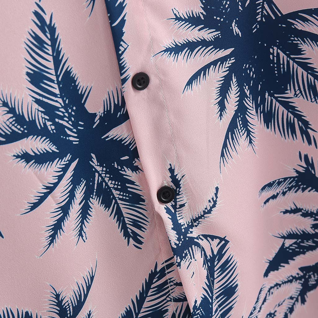 Mænds skjorte sommer mænds afslappet knap hawaii print strand kort ærme hurtig tør top bluse hawaiisk skjorte herre bomuld  #3