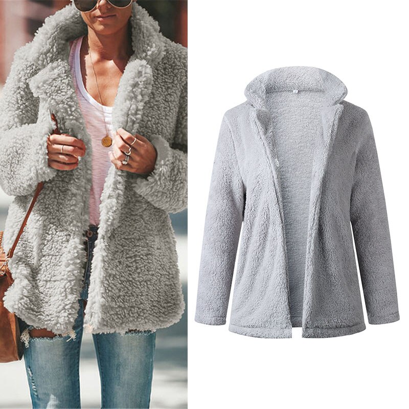 Vrouwelijke Jas Vrouwen Winter Jas Mode Pluche Parka Kaki Grijs Zwart Casual Wol Bubble Jas Lady Office Parka Streetwear Pak: Grijs / L