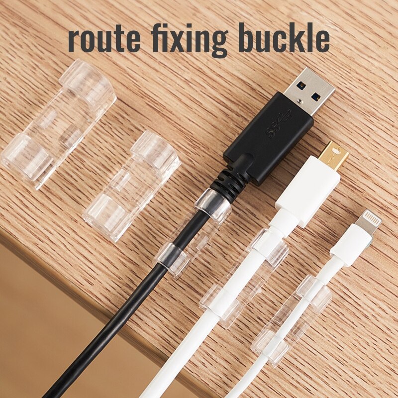 20 Pack Transparent Cable Clips Organizer Wire Holder Cord Management Self-Adhesive Cable Fixed Clamp Easy to Use