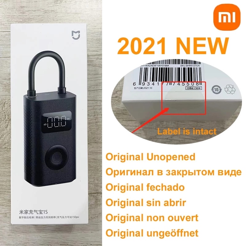 Xiaomi mijia bærbar elektrisk luft 1s kompressor led type-c inflator multiverktøy luftpumpe for sykkel bil ball smart hjem