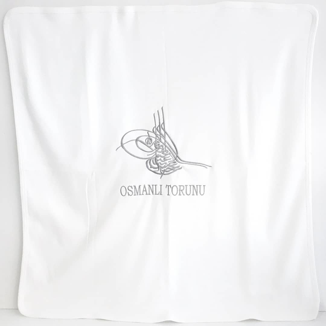Petit-fils Ottoman argenté brodé Double couche coton peigné couverture de bébé: Default Title