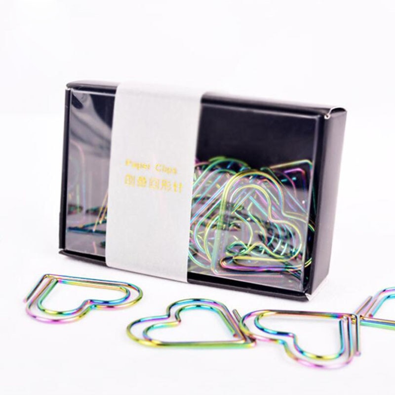 12pcs/set Colorful Office Paper Clips "Love" Paperclip Bookmarks Paper Clips Paper Clips Stationery Memo 25mm