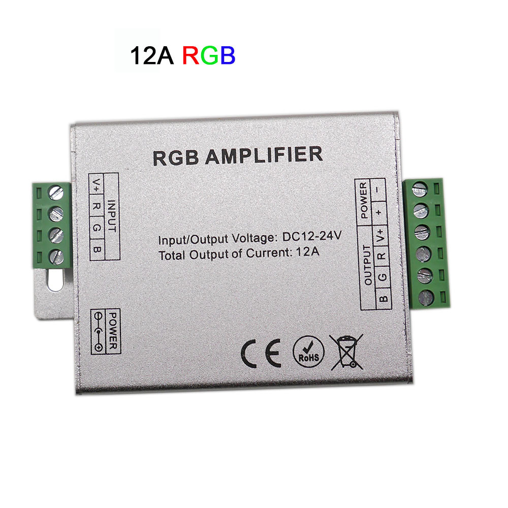 DC12V-24V Led Rgbw/Rgb Versterker 12A 24A 30A 3CH 4CH Output Rgbw/Rgb Led Light Strip Power Repeater console Controller: 12A RGB Amplifier