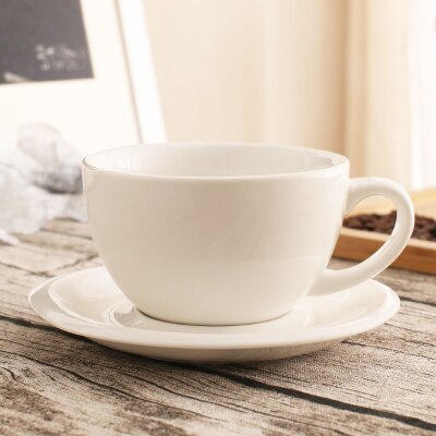 Taza de café artística Latte de boca ancha Macaron de 300ml con platillo, juego de tazas de café de cerámica esmaltada de colores gruesos europeos,: 06