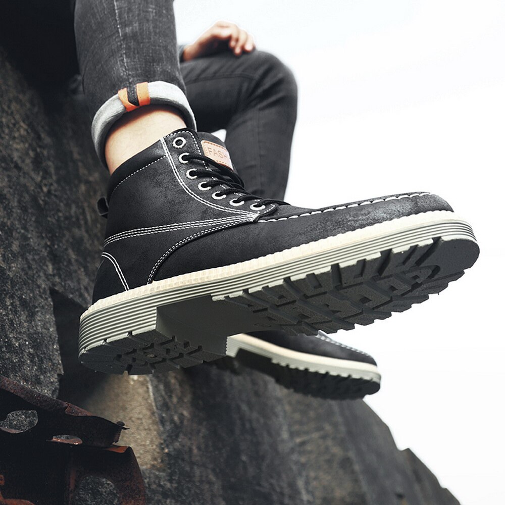 Platform Schoenen Voor Mannen Winter Schoenen Outdoor Enkellaarsjes Man Sneeuw Boot Met Korte Pluche Keep Warm Schoeisel Kant-Up Schoenen Jongen