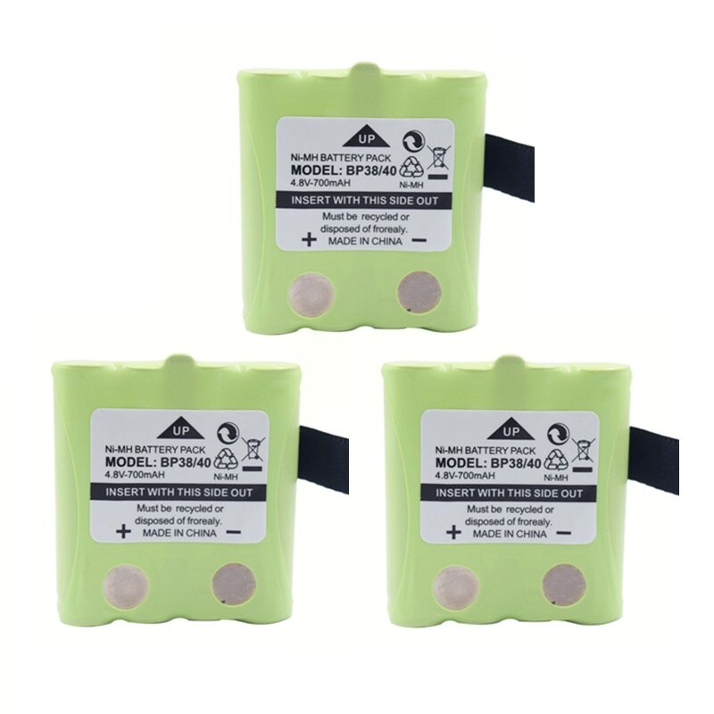 4.8V 700MAH NI-MH rechargeable Battery Pack For Uniden BP-38 BP-40 BT-1013 BT-537 GMR FRS 2Way Radio battery Pack: 3Pcs