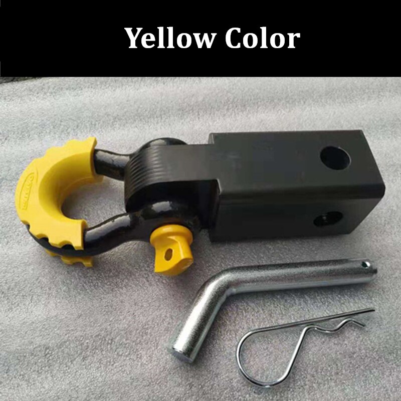 ALWAYSME-gancho recibidor de grillete de 40000 libras, gancho recibidor compatible con tubo receptor de 2 pulgadas, con grillete de 3/4 pulgadas y Pin de enganche: Yellow SteelMaterial