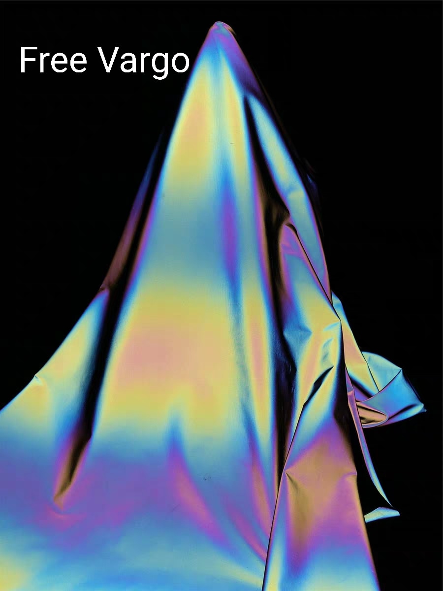 4- -vejs stretch iriserende reflekterende regnbue stof hologram holografisk rave kostume stof sælges af halv yard