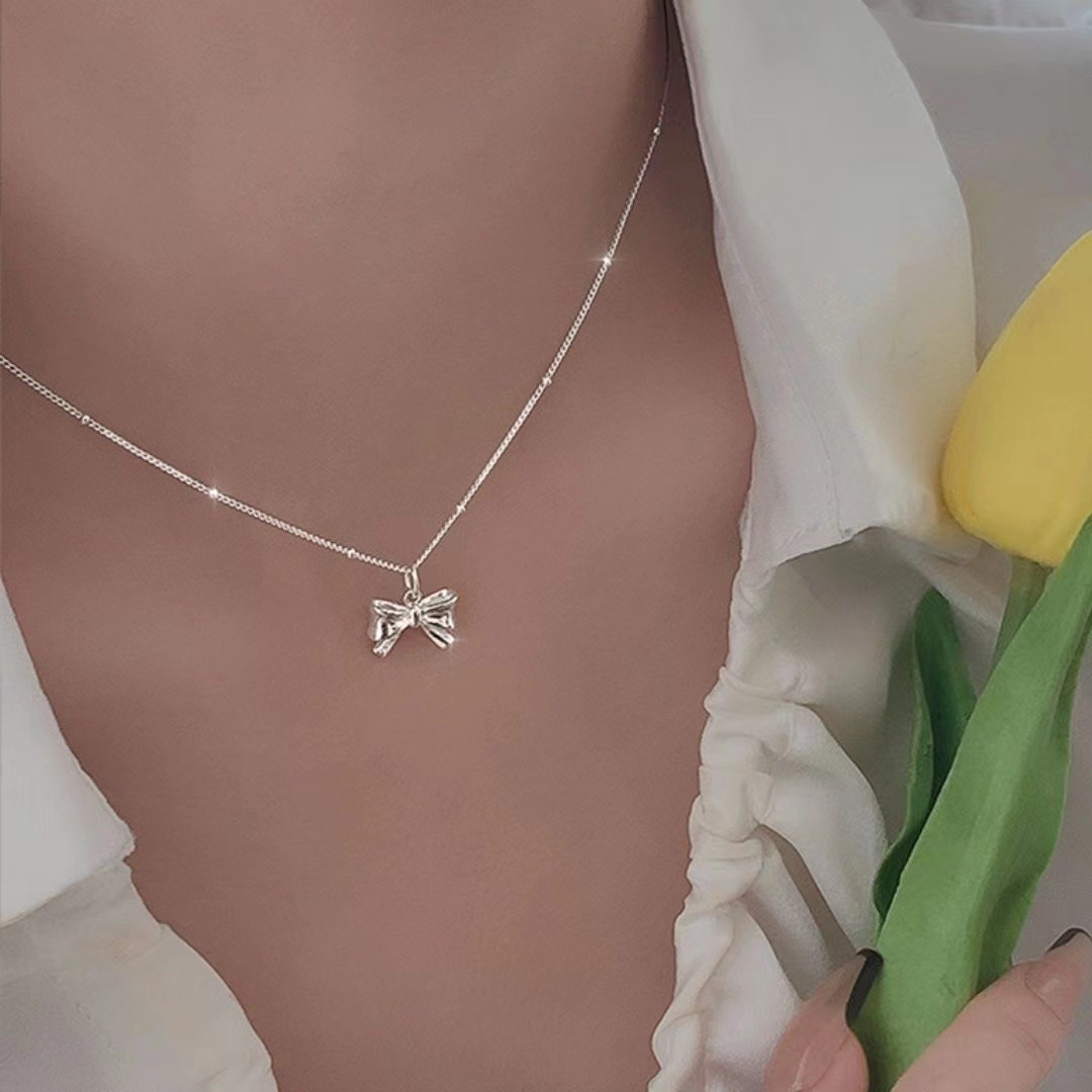Collar con de nudo de lazo exquisito para mujer, Gargantilla versátil romántica, de joyería de boda para niña,