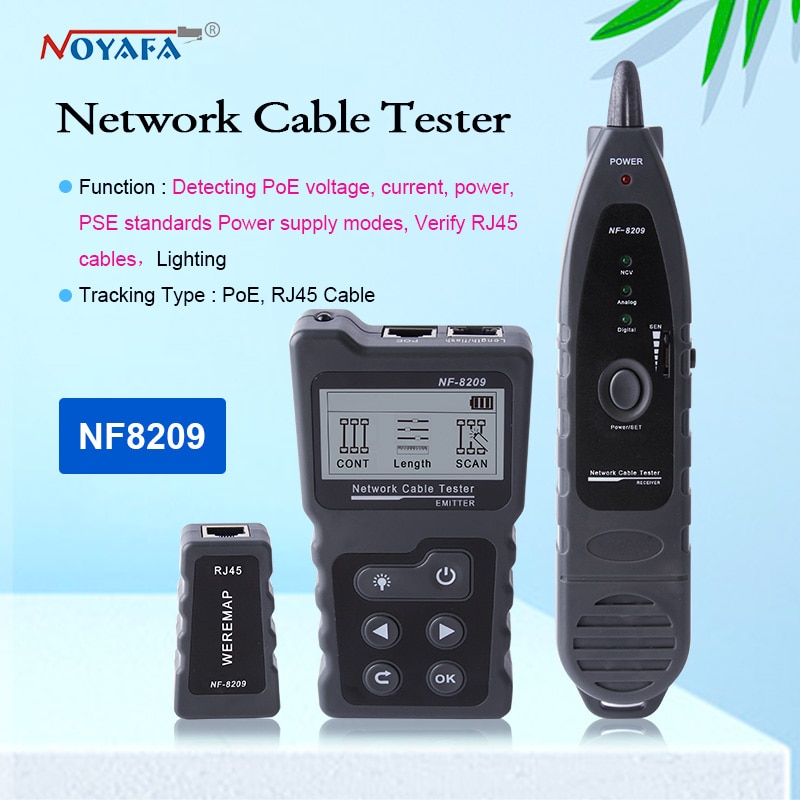 Noyafa nf -8209 netværk poe tester checker ethernet cat 5, cat 6 lan tester poe switch test scan kabel wiremap tester
