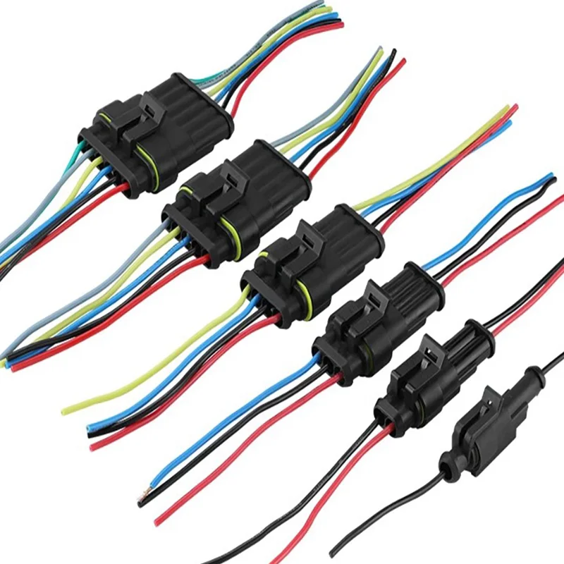 5 conjuntos amp 1p 2p 3p 4p 5p 6p maneira à prova dwaterproof água elétrica auto macho fêmea conector plug com chicote de cabo de fio para carro motocicleta