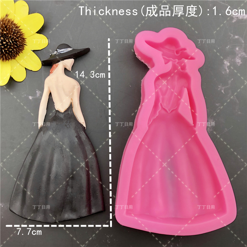 Moule à gâteau en Silicone pour jupe de princesse, fille dame, fille, outils de décoration de chocolat, cuisson de gâteaux, moules en argile de gypse