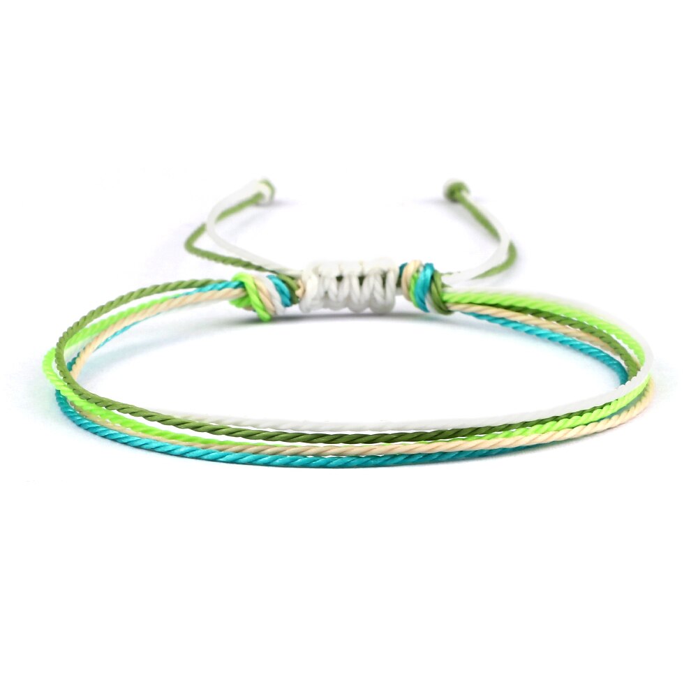 Pulsera trenzada con línea de cera de colores para hombre y mujer, brazalete ajustable, de joyería para amigos, Pulsera de pareja, 13 estilos: style 9