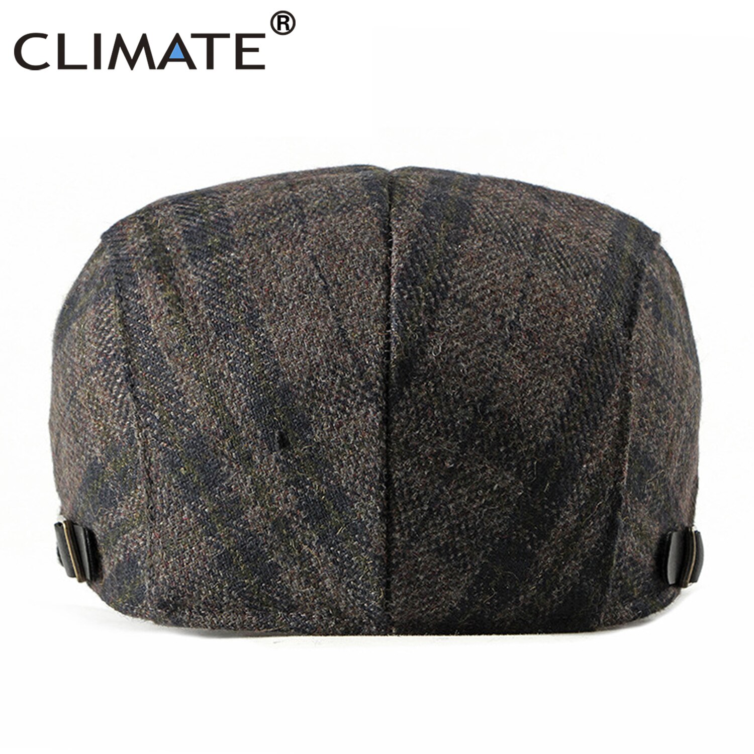 Boina de cuadros para hombre con clima, gorra plana para papá, abuelo, gorro de invierno tejido grueso, Boina a cuadros, gorra ajustable para hombres, para abuelo y papá