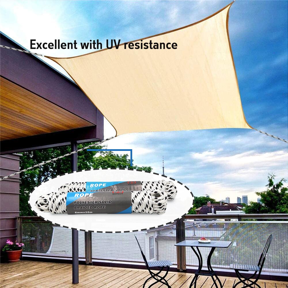 Polyester Thread 8 Strand 6mm 10 Meters Braided Rope Twisted Rope Home Travel Camping