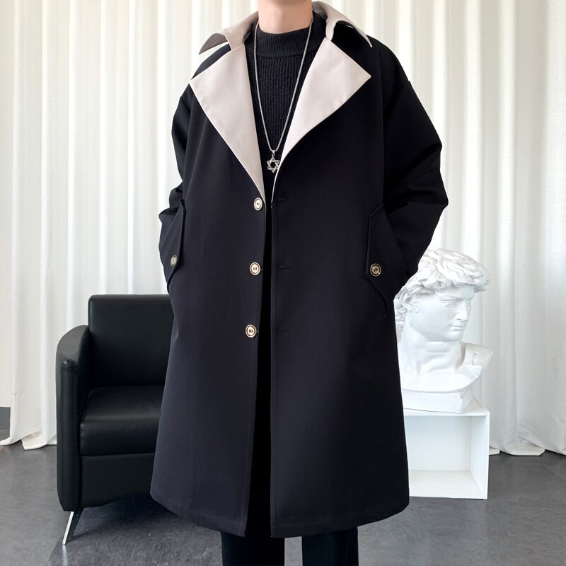 Trench-coat décontracté à capuche pour homme, manteau Long de , veste d&#39;automne à capuche, vêtements coupe-vent pour homme, collection printemps 2022