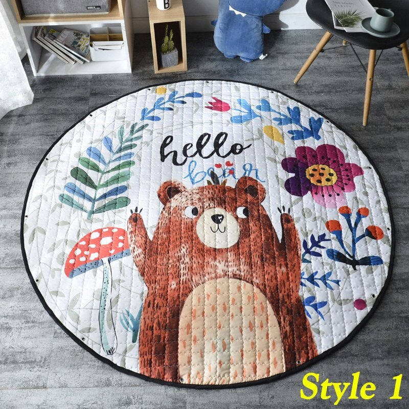 150CM Animal ours renard Lion dessin animé motif bébé jouer tapis antidérapant ramper tapis couverture enfants jouets sac de rangement accessoires Photo: style 1