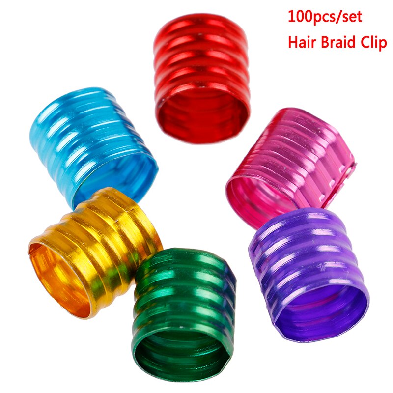 100Pcs/pack Dreadlocks Beads Rings Adjustable Hair Beads Hair Extensions Cuff Clip Links Rings Tubes Styling Tool