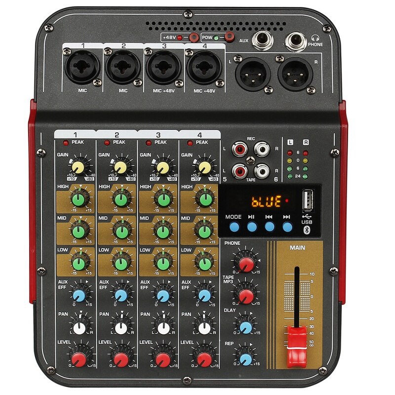 -TM4 Digitale 4-Kanaals Audio Mixer Mixing Console Ingebouwde Phantom Power Met Audio Systeem Voor Studio Opname (Eu Plug): Default Title
