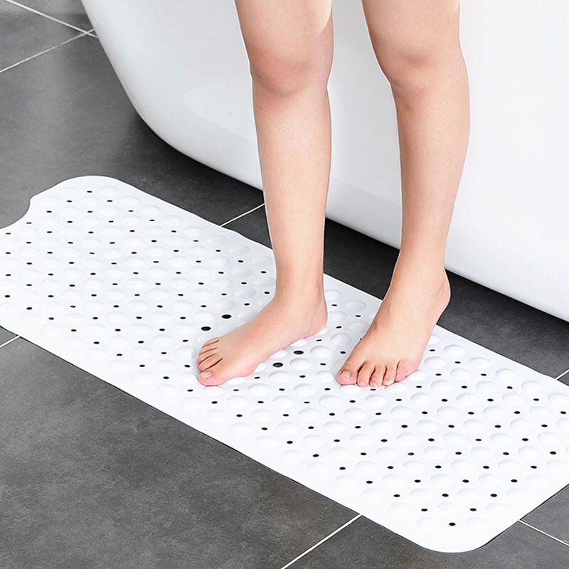 40X100 Pvc Anti-Slip Badmat Zachte Badkamer Massage Mat Zuignap Non-Slip Bad Tapijt antislip Badmatten Badkamer Tapijt: White