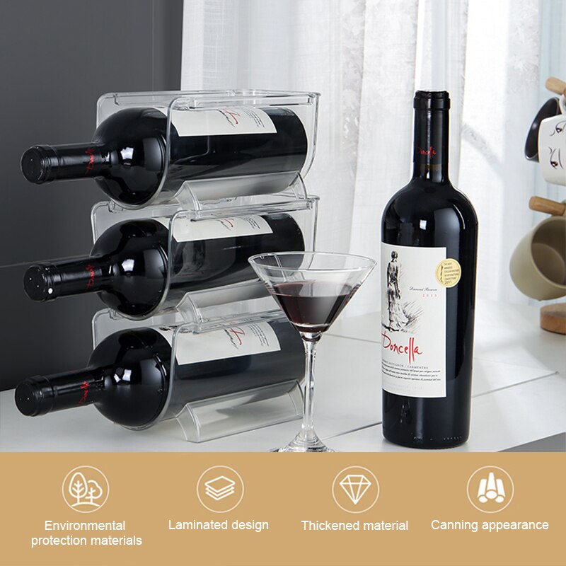 4 -pak akryl køleskab organisator stabelbar vinholder køkkenflaske opbevaringsreol flasker display hylde køkken organizer