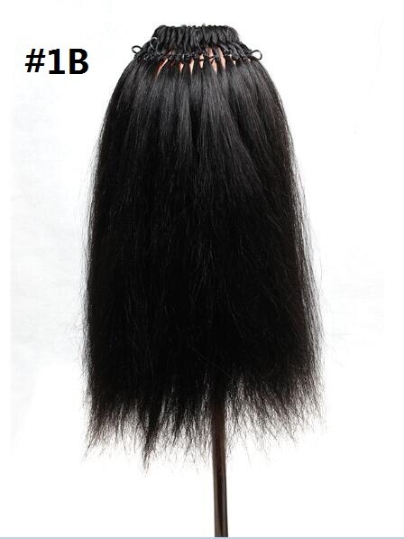 Extensions capillaires brésiliennes synthétiques sans cheveux gris pré-boucle, au Crochet, 18 pouces: # 1B
