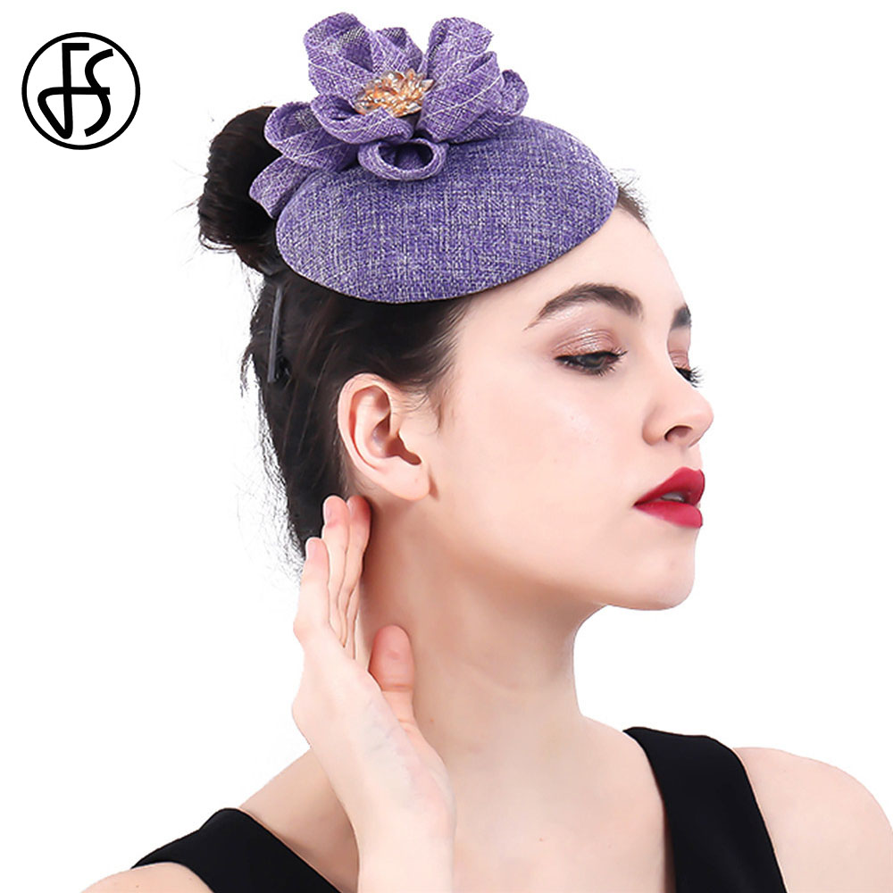 FS-gorros de boda para mujer, sombrero con pinza para el pelo, , nupcial, iglesia, Fedora, pastillero