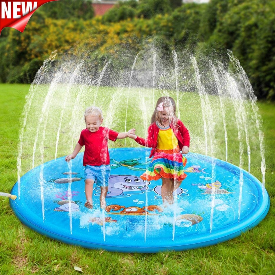 150cm Aufblasbare sprühen Wasser Kissen Sommer freundlicher Spielen Wasser matt Rasen Spiele Pad Sprinkler Spielen Spielzeug draussen Badewanne Schwimmen Schwimmbad matt