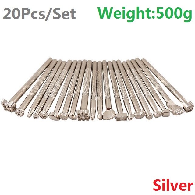 Outil d'impression du cuir, ensemble de sculpture manuelle, couture à la main, accessoires artisanaux multifonctions, de , nouveauté , pièces/ensemble: Silver