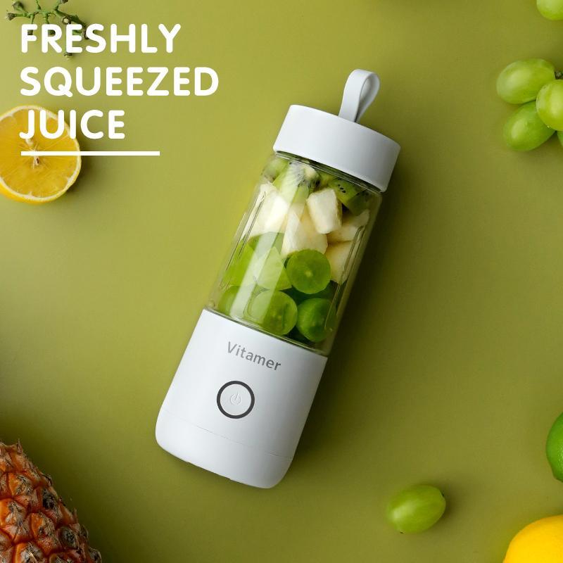 Mini exprimidor portátil de 350ml, Mini licuadora portátil inteligente con USB para zumos, licuadora de batidos recargable