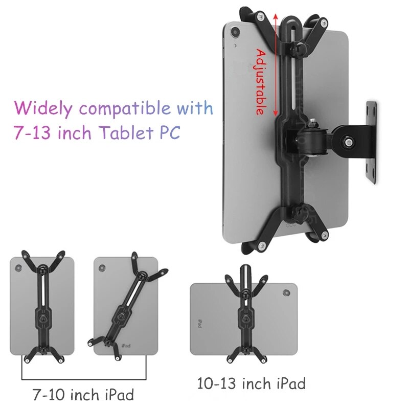 Wall-mounted tablet stand with screen, 360 ° rotating, tablet holder with 90 ° tilt angle, supports 7-13- inch tablet pcs