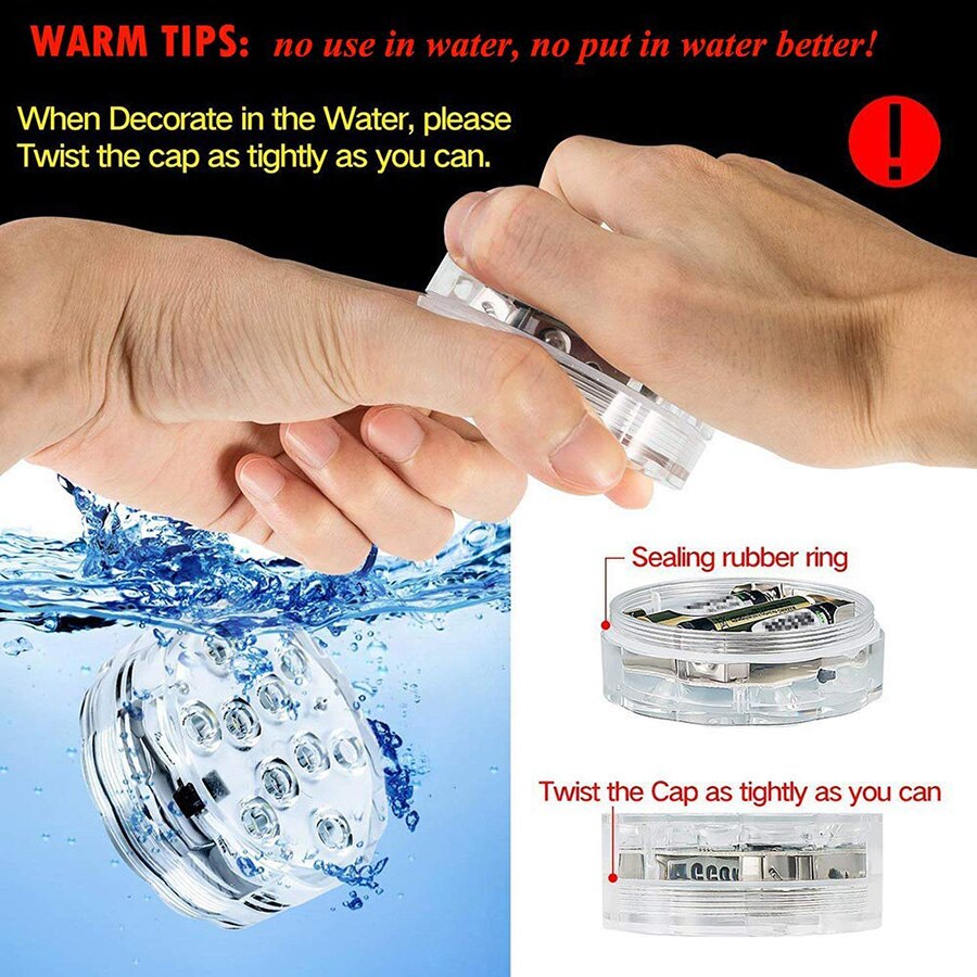Aquarium Light Fish Tank Submersible Light Suction Cup Underwater Lamp LED Lights Aquarium Lighting Vase Swimming Pool 16 Colors